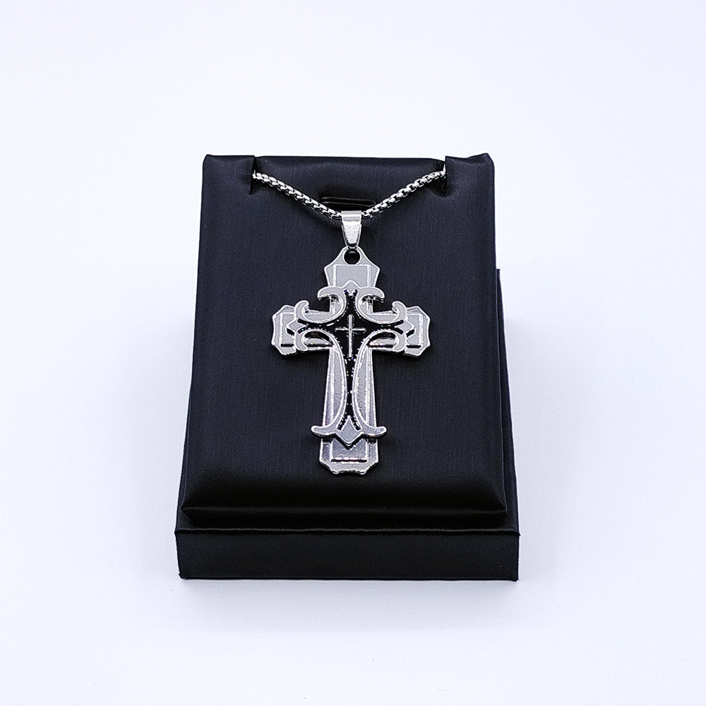 Wholesale Oil Dripping Mechanical Sense Metal Cross Alloy Retro Necklace